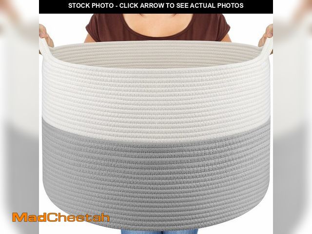 Lot 74-12714534 - Maliton XXXLarge Blanket Basket Living Room - 22" x 22" x 14" Cotton Rope Baskets for Storage - Larg...