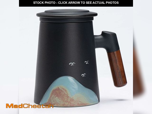 Lot 74-13768483 - Tea Mug Ceramic Tea Cup with Infuser and Lid Auspicious Cloud Pattern Ceramic Mug with Wooden Handle...