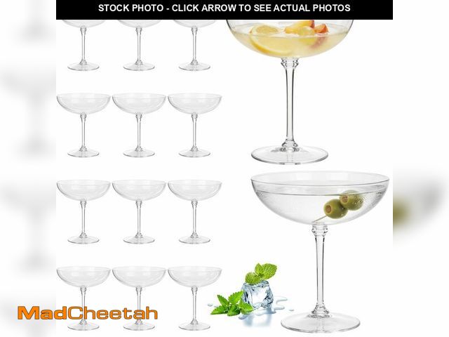 Lot 74-14269449 - LemonRoad 12 Pcs Plastic Coupe Glasses 9 oz Disposable Martini Glasses for Cocktails, Champagne, Des...