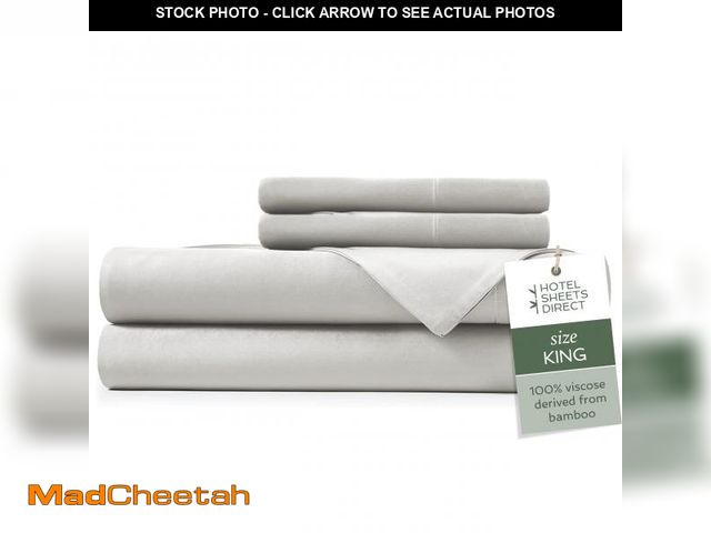 Lot 74-11851220 - Hotel Sheets Direct 4 Piece Bed Sheet Set King Size, 100% Viscose Derived from Bamboo Sheets Set wit...