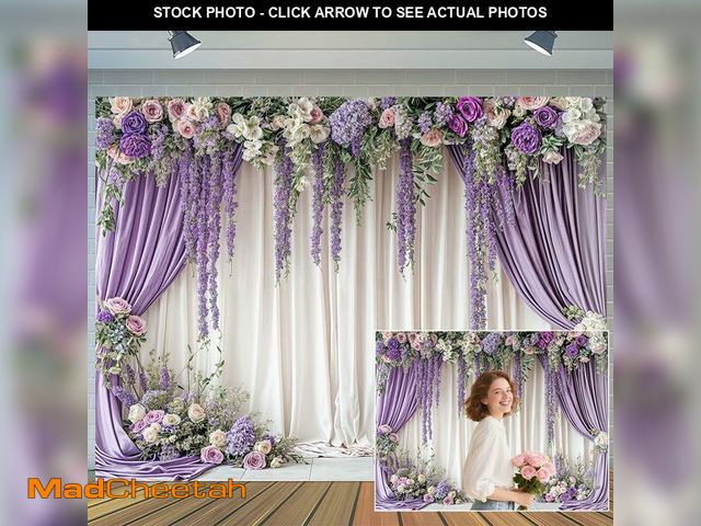 Lot 74-14293335 - 10X8ft Purple Wisteria Flower Wedding Backdrop Purple Floral Curtain Background for Bridal Shower Bi...