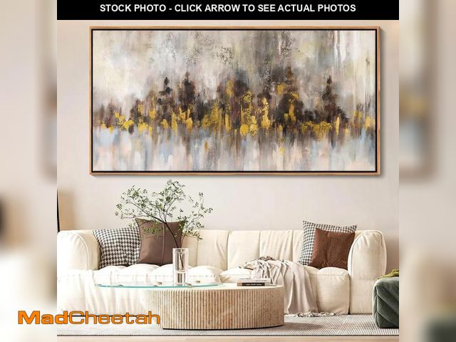 Lot 74-12199299 - Abstract Painting Wall Art Black and Gold Picture for Living Room Retro Home Bedroom Decoration Mode...