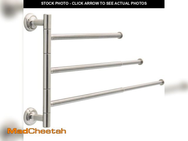 Lot 74-12552684 - Delta Extensions Pivoting Extendable 3-Arm Wall Mount Towel Bar Bath Hardware Accessory in Brushed N...