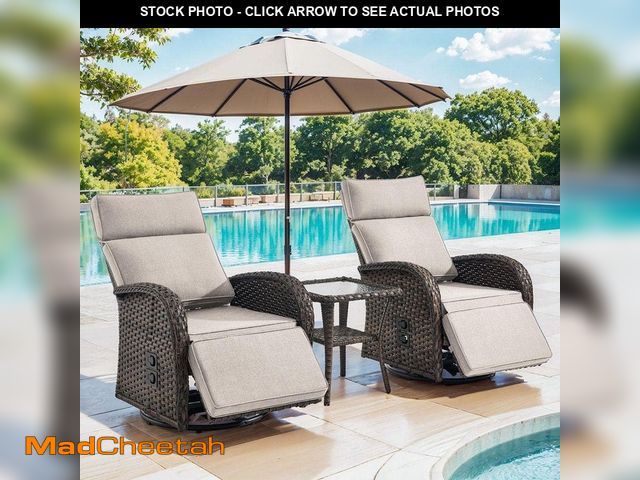Lot 74-14279837 - (ONLY ONE CHAIR) Bellefurn Rotavia Reclining  Wicker Outdoor 360ÃâÃÂ° Swivel Recliner, Adjustabl...