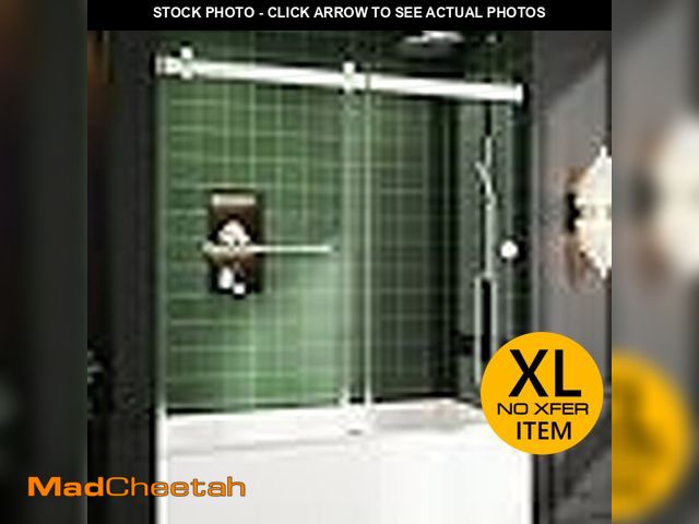 Lot 74-12897933 - (MISSING HARDWARE,SIDE PANEL)Foskbaths Bathtub Sliding Door 48" W x 72" H, Tub Shower Door, Frameles...