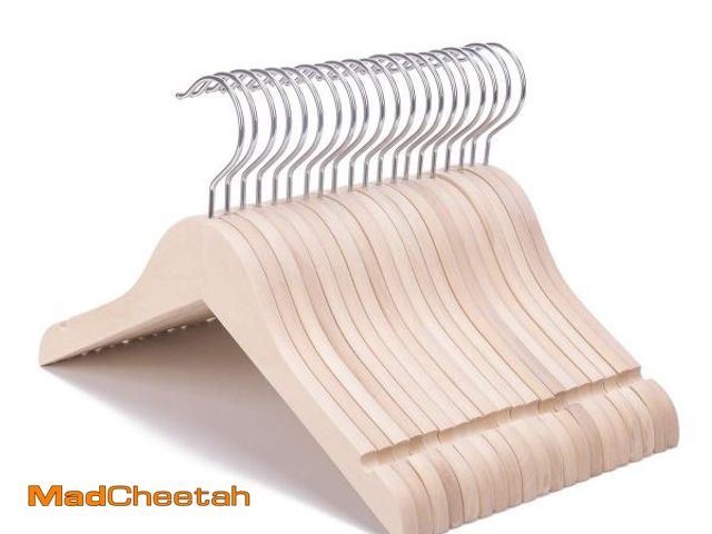Lot 74-12218832 - Nature Smile 20 Pack Unfinished/Natural Kids Baby Children Toddler Wooden Shirt Dress Coat Hangers w...