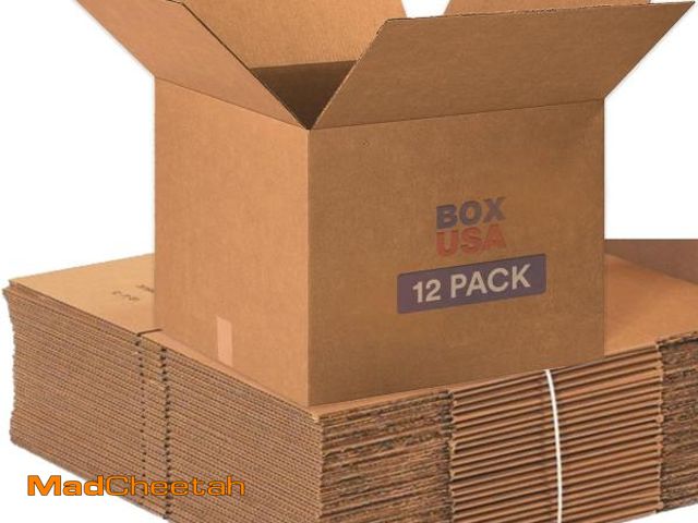 Lot 74-12136823 - BOX USA Large Moving Boxes 20" x 20" x 15" (12 Pack) - Corrugated Cardboard Box for Packing, Packagi...