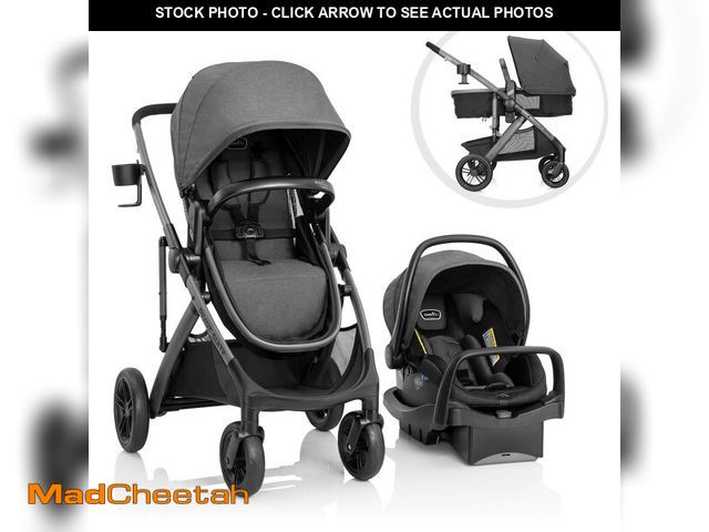 Lot 74-12670941 - Evenflo Pivot Suite Modular Travel System with LiteMax Infant Car Seat, Devon Gray - UNUSED