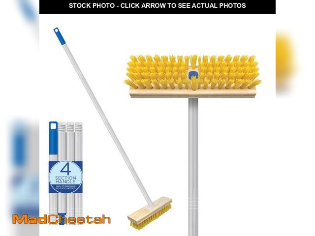Lot 74-11552954 - Lola Products Deck Scrub Brush w/ 48" Long Handle &amp; 9" x 3.5" Scrubber, Durable Fiber Scrubber B...