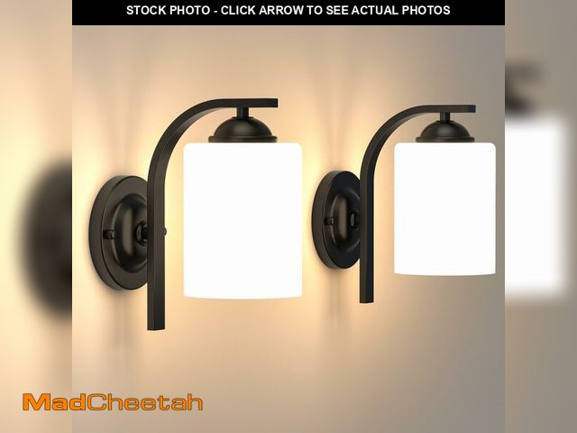Lot 74-14063406 - Phaosio 2-Pack Wall Sconces for Bedroom and Bathroom, Matte Black Farmhouse Wall Light Fixtures with...
