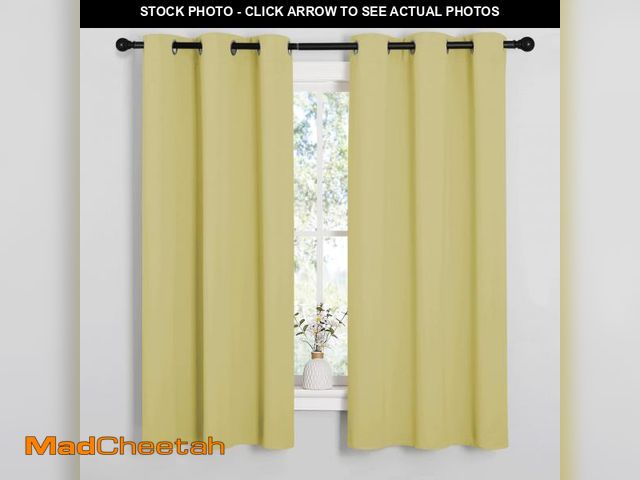 Lot 74-12118832 - NICETOWN Paler Yellow Blackout Curtains for Bedroom (1 Pair, 42 x 63 inches), Farmhouse Thermal Insu...