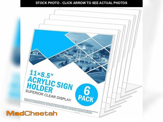 Lot 74-14355076 - COYMOS Acrylic Sign Holder 8.5 x 11 Horizontal 6 Pack Slant Back Acrylic Stands for Display Plexigla...
