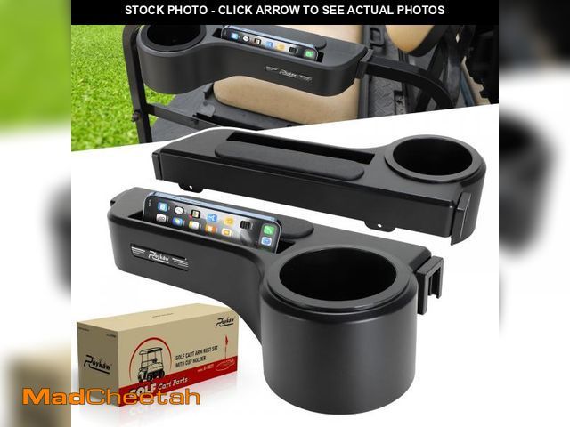 Lot 74-12312400 - Roykaw Golf Cart Armrest with Cup Holder/Rear Seat Arm Rests Fit for EZGO/Club Car/Yamaha &amp; Most...