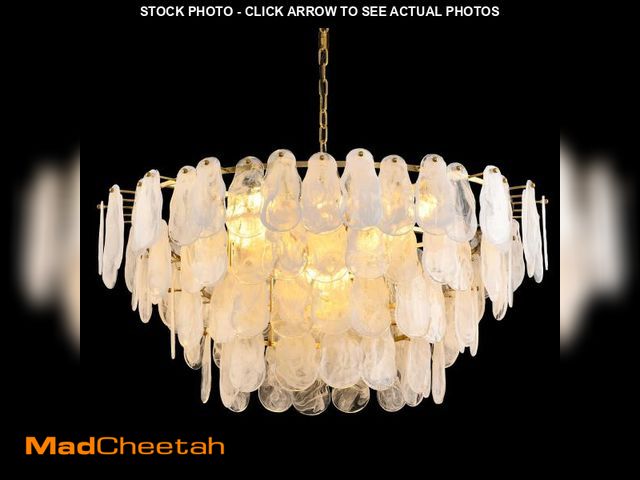 Lot 74-12205161 - Modern Large Crystal Glass Chandelier, 39.76" Gold Luxury Hanging Pendant Light Fixture,16-Light Rou...
