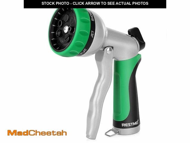 Lot 74-12458490 - RESTMO Garden Hose Nozzle, Heavy Duty Metal Water Hose Nozzle with 7 Adjustable Spray Patterns, High...