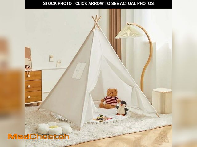 Lot 74-12670183 - KOPPOP Kids Teepee Play Tent - Natural Cotton Canvas Foldable Indoor/Outdoor Playhouse for Toddlers ...