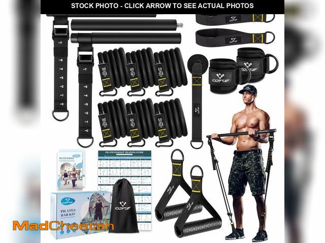 Lot 74-12715987 - Pilates Bar Kit with Resistance Bands, Multifunctional Metal Exercise Bar with Heavy-Duty Metal Adju...