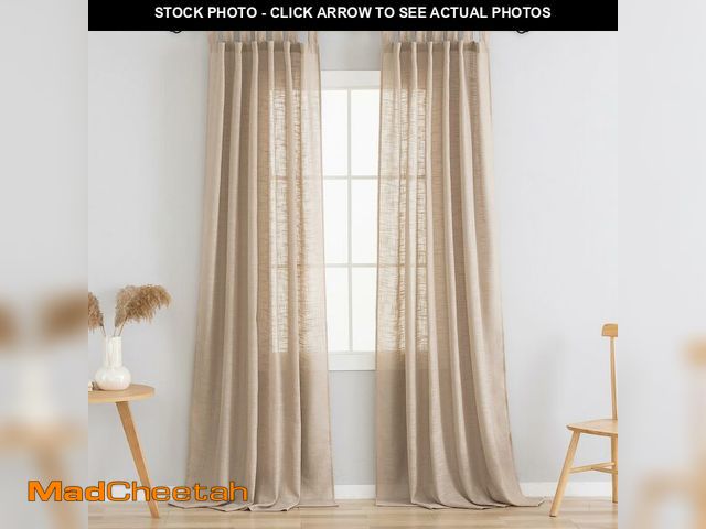 Lot 74-12718629 - VOILYBIRD Linen Semi Sheer Curtains Tab Top Light Filtering Elegant Curtains &amp; Drapes for Bedroo...
