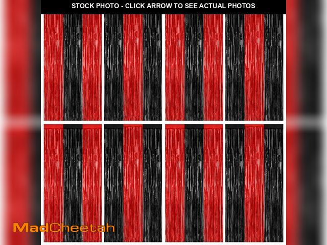Lot 74-14274656 - ZATAYE 8 Pack Black Red Halloween Foil Curtain Streamer Decorations - UNUSED