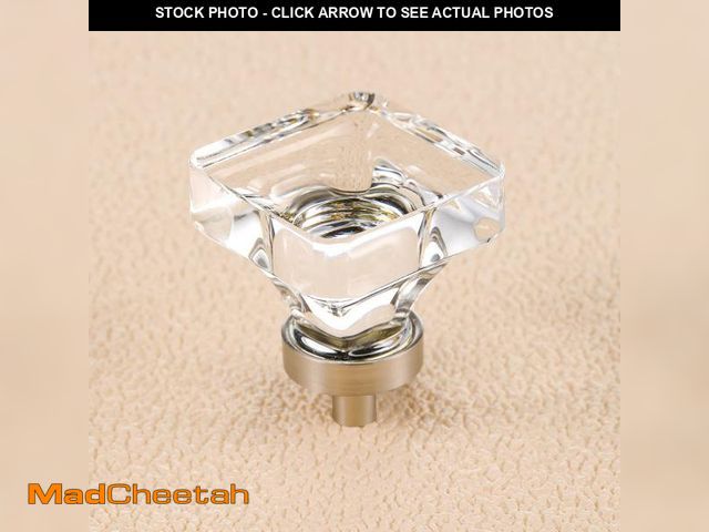 Lot 74-12434634 - coolnews 4 Pack Crystal Glass Cabinet Knobs, Brushed Nickel Cabinet Knobs and Pulls, Square Knobs fo...