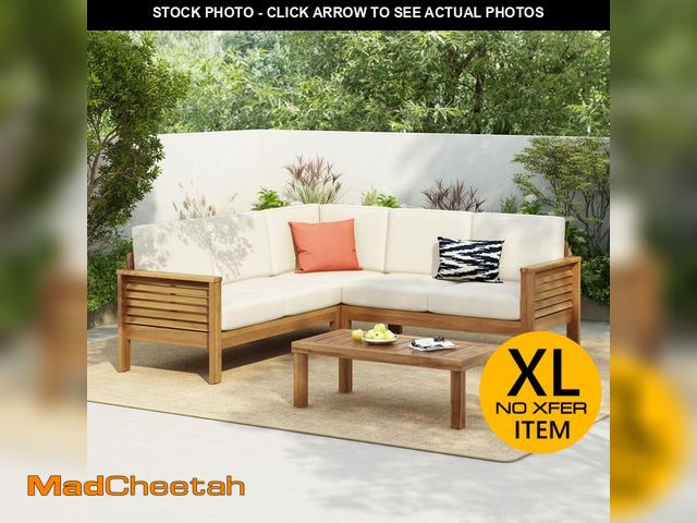 Lot 74-14290713 - CHRISTOPHER KNIGHT HOME Adrian 4-Piece Solid Wood L-Shaped Outdoor Patio Conversation Sectional Seat...