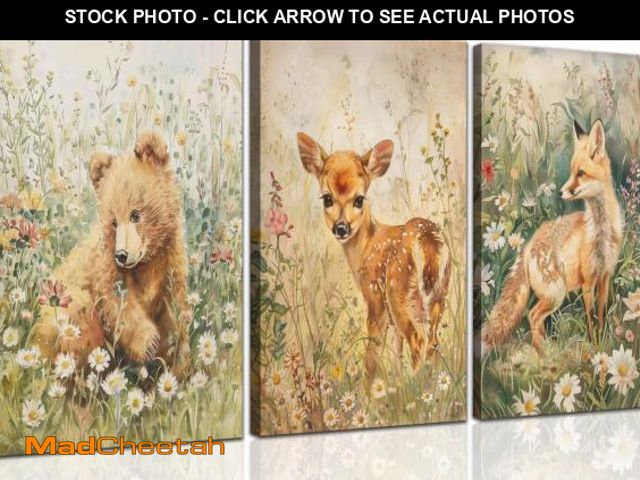 Lot 74-12419415 - Woodland Nursery Animals Wall Art Forest Animal Canvas Wall Decor Baby Animal Nursery Paintings Pict...