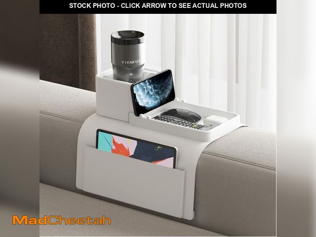 Lot 74-13948738 - Couch Cup Holder Tray, VIENFUT Silicone Anti-Slip Sofa Armrest Tray with Side Pockets, BPA-Free Anti...