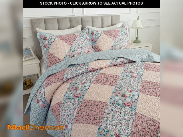 Lot 74-14381418 - HoneiLife King Quilt Bedding Sets - Microfiber Quilt Set 3-Pieces,Lightweight Bedspreads Patchwork C...