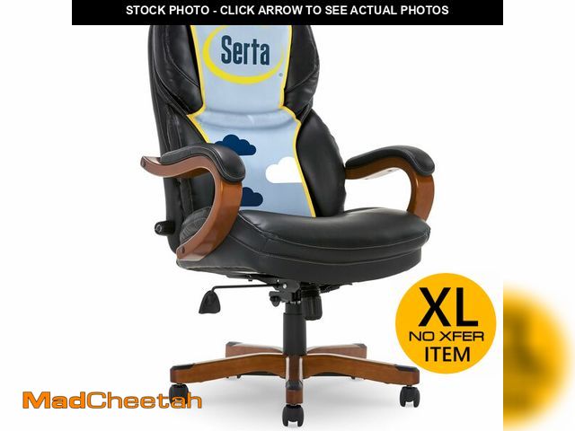 Lot 74-12628561 - Serta Bonded Leather Big &amp; Tall Executive Chair, Brainstorm Black, 46859 - UNUSED