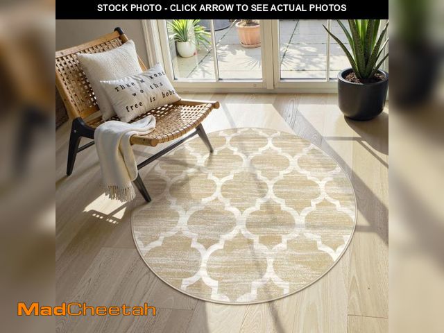 Lot 74-12347925 - Lahome Moroccan Round Rug - 3x3 Washable Non-Slip Small Bathroom Rug Throw Soft Kids Nursery Room Ru...