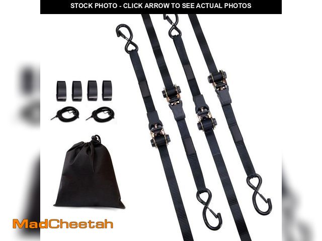 Lot 74-13779072 - SKYSHALO Ratchet Tie Down Straps (4PK), 2,200 lb. Max Break Strength, Includes 4 Premium 1 in. x 15 ...