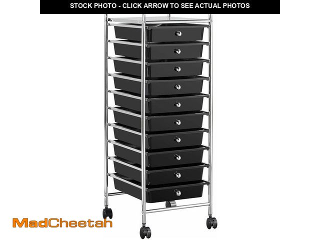 Lot 74-12633476 - Yaheetech Rolling Cart Organizer Plastic Trolley with 10 Storage Drawers Utility Cart on Wheels Art ...