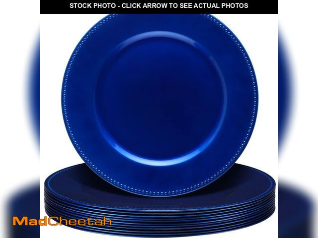 Lot 74-14380788 - Gerrii 12 Pcs Metallic Bead Charger Plates 13 Inch Plastic Round Plates Bulk Wedding Beaded Chargers...
