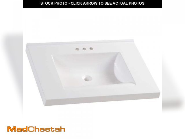 Lot 74-12463646 - Glacier Bay 31 in. W x 22 in. D Cultured Marble White Rectangular Single Sink Vanity Top in White - ...