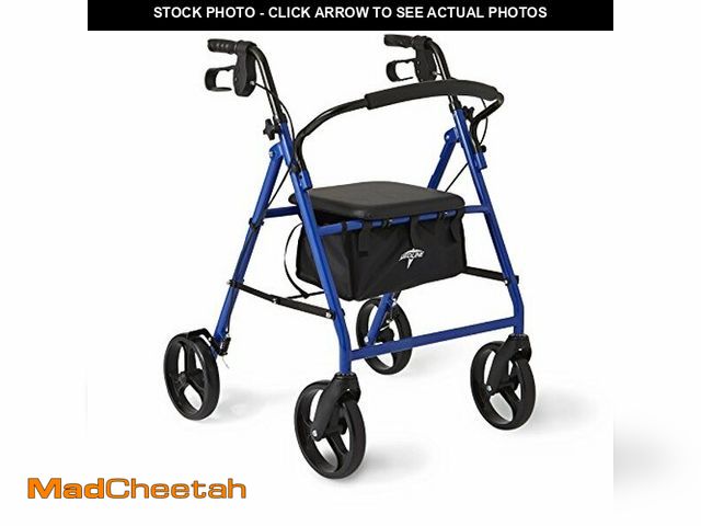 Lot 74-12695759 - Medline Steel Rollator Walker for Adult Mobility Impairment, Blue, 350 lb. Weight Capacity, 8" Wheel...