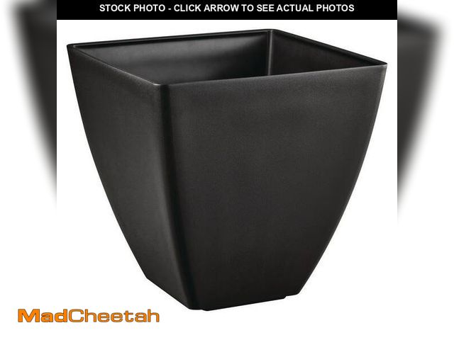 Lot 74-12731659 - Vigoro 13 in. Tallulah Black Modern Recycled Materials Slate Square Planter (13 in. L x 13 in. W x 1...