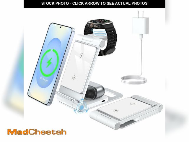 Lot 74-14386842 - Wireless Charger for Samsung, 3 in 1 Wireless Charging Station Foldable - UNUSED