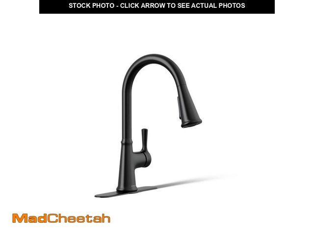 Lot 74-12663552 - KOHLER Tyne Single-Handle Pull-Down Sprayer Kitchen Faucet in Matte Black - UNUSED