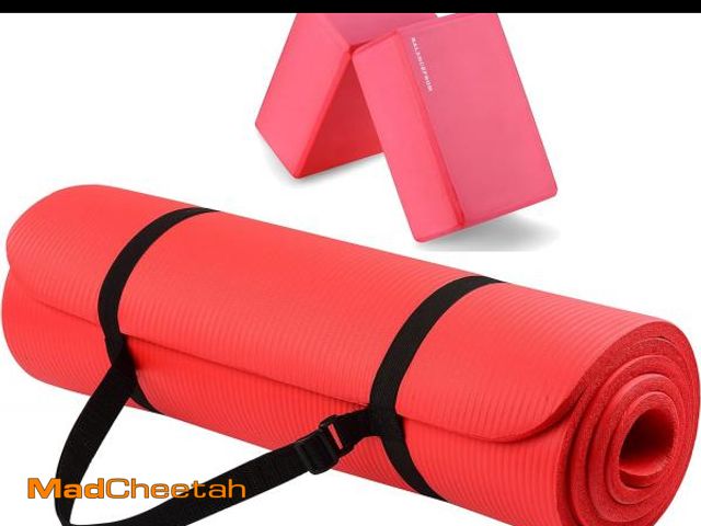 Lot 74-12365974 - Fitvids All Purpose 1/2-Inch Extra Thick High Density Anti-Tear Exercise Yoga Mat with Carrying Stra...