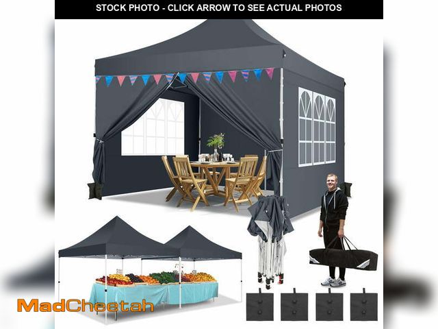 Lot 74-14614195 - SANOPY 10'x10' Ez Pop up Canopy Party Tent with 4 Sidewalls, Waterproof and Sun Shelter Heavy Duty C...