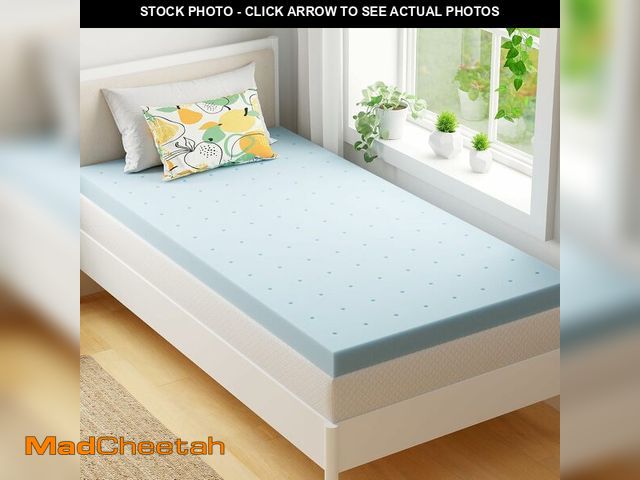 Lot 74-14348699 - EGOHOME 3 Inch Twin Memory Foam Mattress Topper, Cooling Gel Infused &amp; Pressure Relieving Pad in...