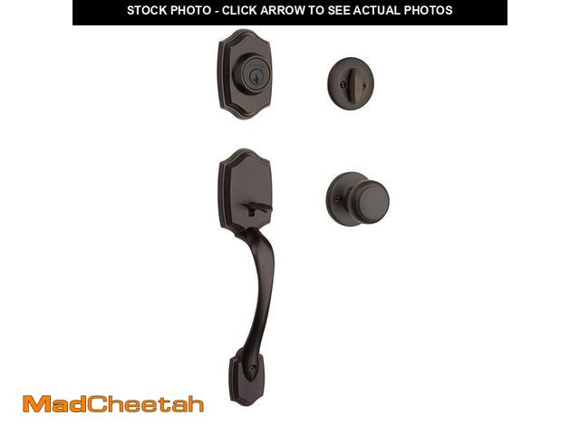 Lot 74-14604725 - Kwikset Belleview and Cove Venetian Bronze Entry Door Knob Handleset and Single Cylinder Deadbolt fe...