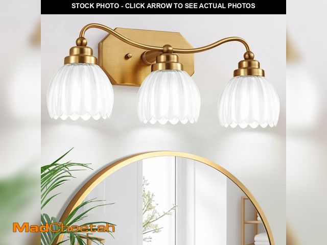 Lot 74-14265837 - CmnVmn Vintage Bathroom Light Fixtures, Gold Bathroom Vanity Light, Matte Antique Brass Finish with ...