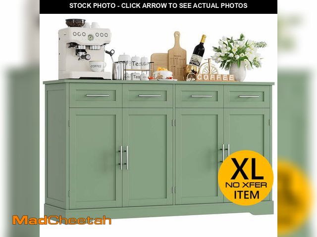 Lot 74-14072002 - Homfa Farmhouse Buffet Cabinet with 4 Drawers and 4 Doors, 59" W Sideboard Buffet Storage Cabinet wi...
