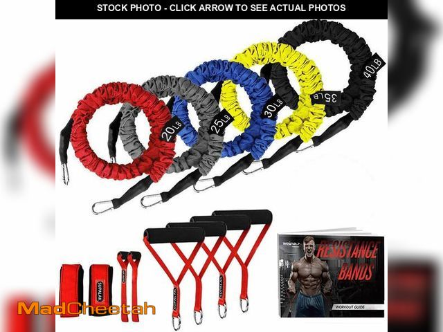Lot 74-12977173 - Resistance Bands, 15 Pieces Exercise Elastic Bands Set, 20lbs to 40lbs Resistance Tubes with Heavy D...