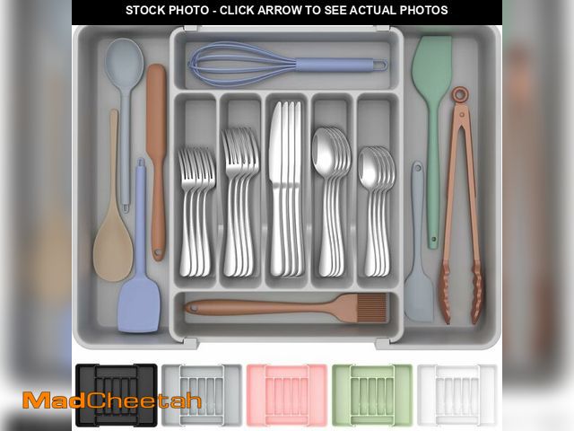 Lot 74-14354116 - ukeetap Extra Large Expandable Silverware Organizer, BPA-Free Food-Safe Cutlery Flatware Organizer, ...