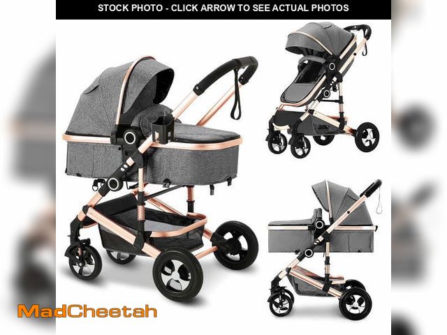 Lot 74-13776343 - AILEEKISS 3-in-1 Convertible Baby Stroller with Big Seat and Adjustable Canopy, 24 Pound, Rose Gold ...