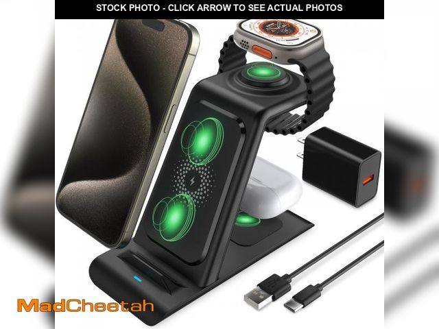 Lot 74-12436936 - HATALKIN 3 in 1 Wireless Charging Station Compatible for Apple Products Multiple Devices Charger for...