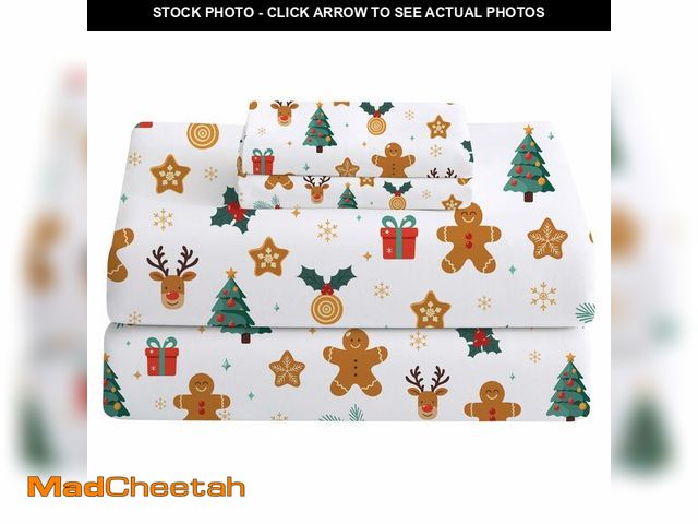 Lot 74-12705877 - Softan Christmas Holiday Full Size Sheet Set, Printed Microfiber Fitted Bed Sheet with 15" Deep Pock...