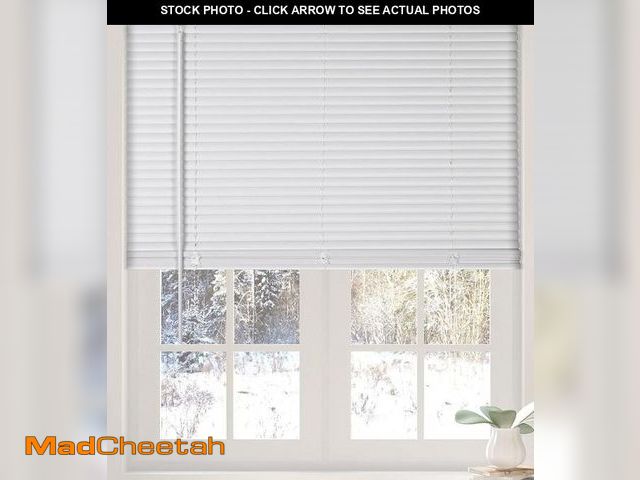 Lot 74-12481083 - Calyx Interiors Cordless White 1â Light Filtering Mini Blinds 28.5"W x 60"H Window Blinds for Home...